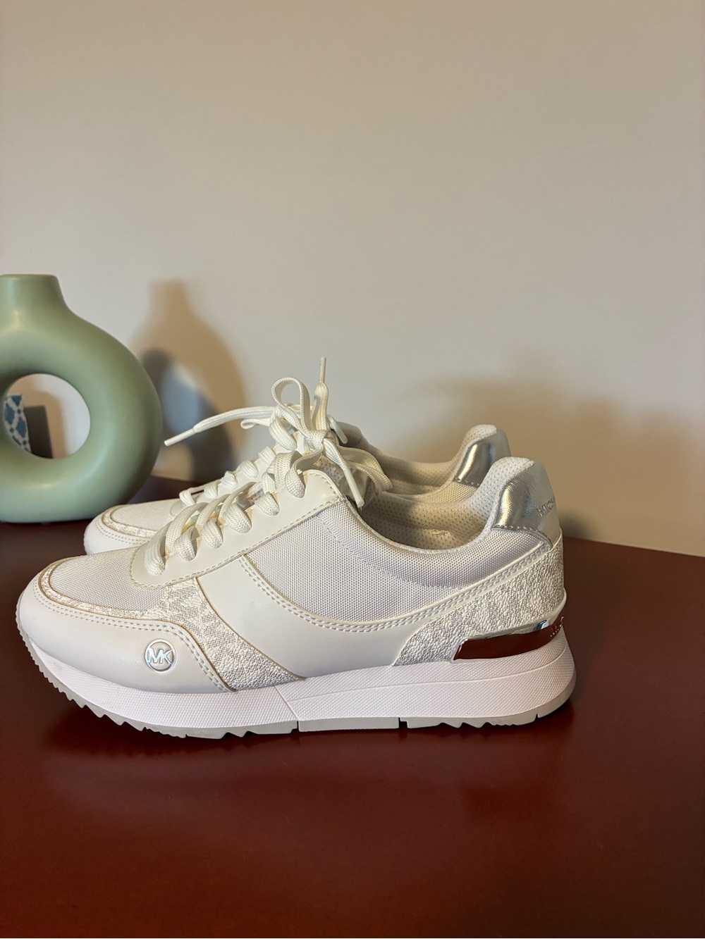 Michael Kors Cream-White Platform Lace-Up Sneakers